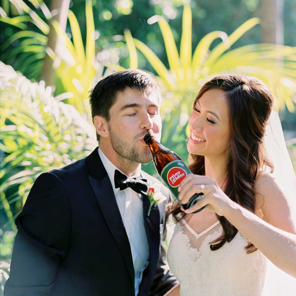 Danny and wife Angie drinking a beer